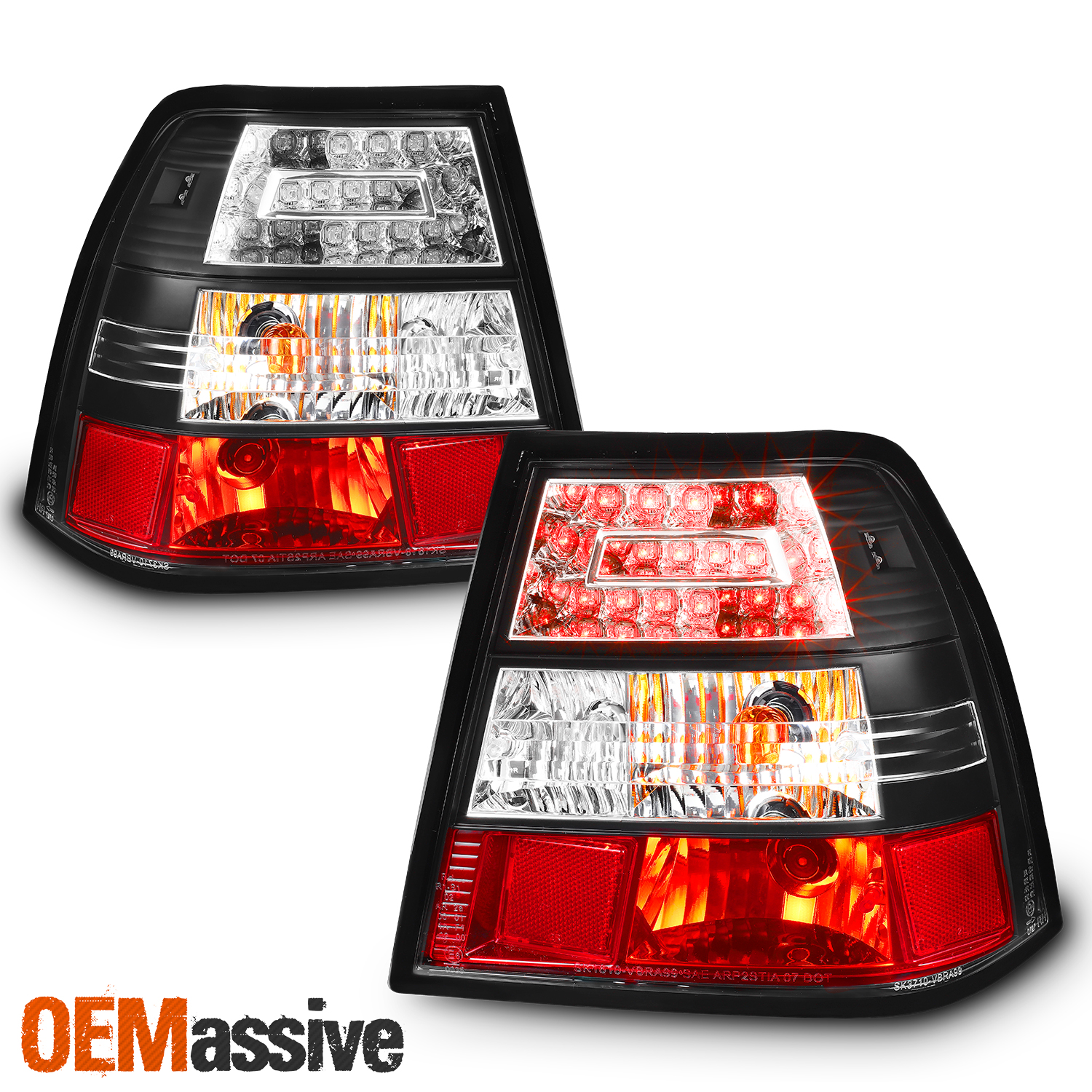 2001 Volkswagen Jetta Tail Light Bulb Fits 99-05 Volkswagen Jetta Mk4 Tdi Gli Black LED Tail Brake Lights